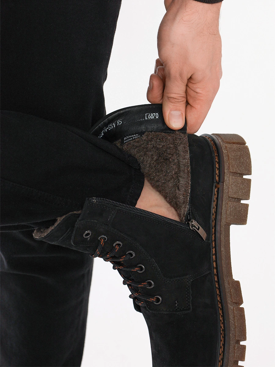 Ботинки-дерби черного цвета со шнуровкой и молнией